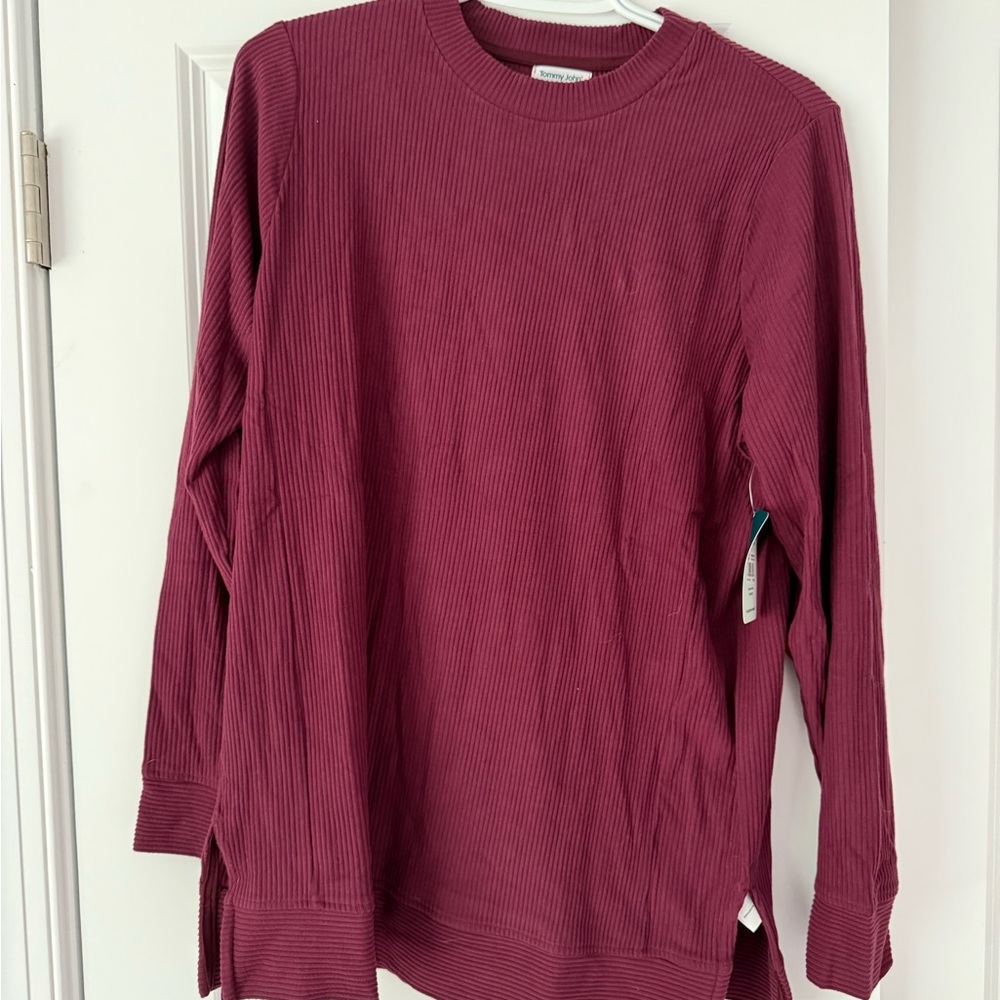Burgundy Long Sleeve Ribbed Top and matching jogger set